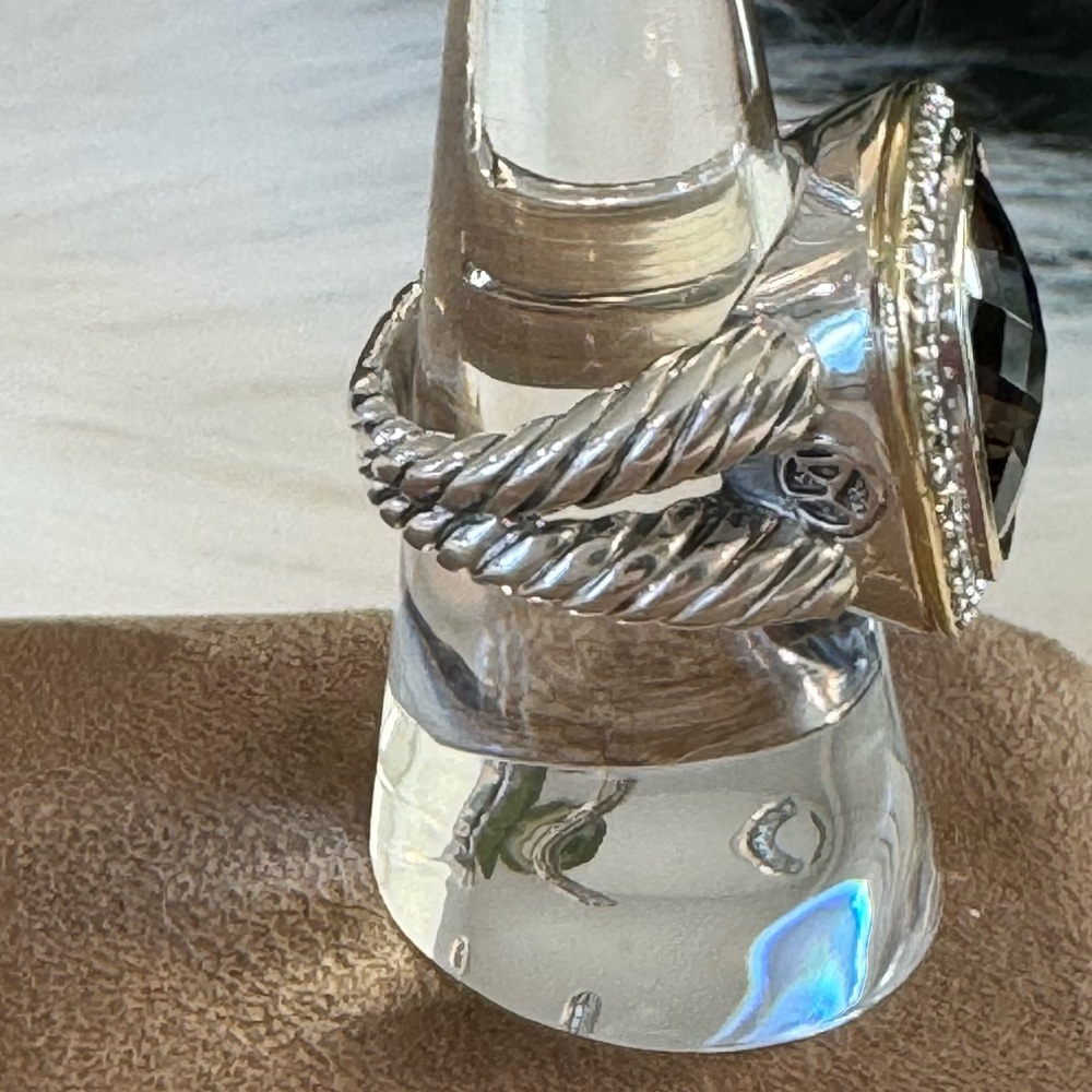 David Yurman Smoky Quartz & Diamond Sterling Ring - Size 7 - Picture 9 of 16